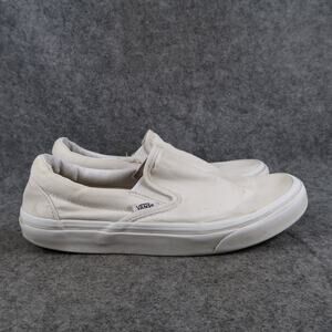 Vans Shoes Womens 8.5 Classic Slip On Casual Sneakers White Canvas Skate Active